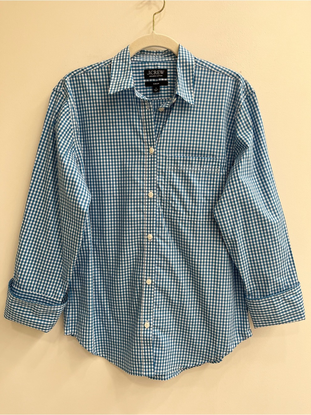 J. Crew Womens Garçon organic cotton poplin shirt in gingham Blue White BU084 - Picture 5 of 12